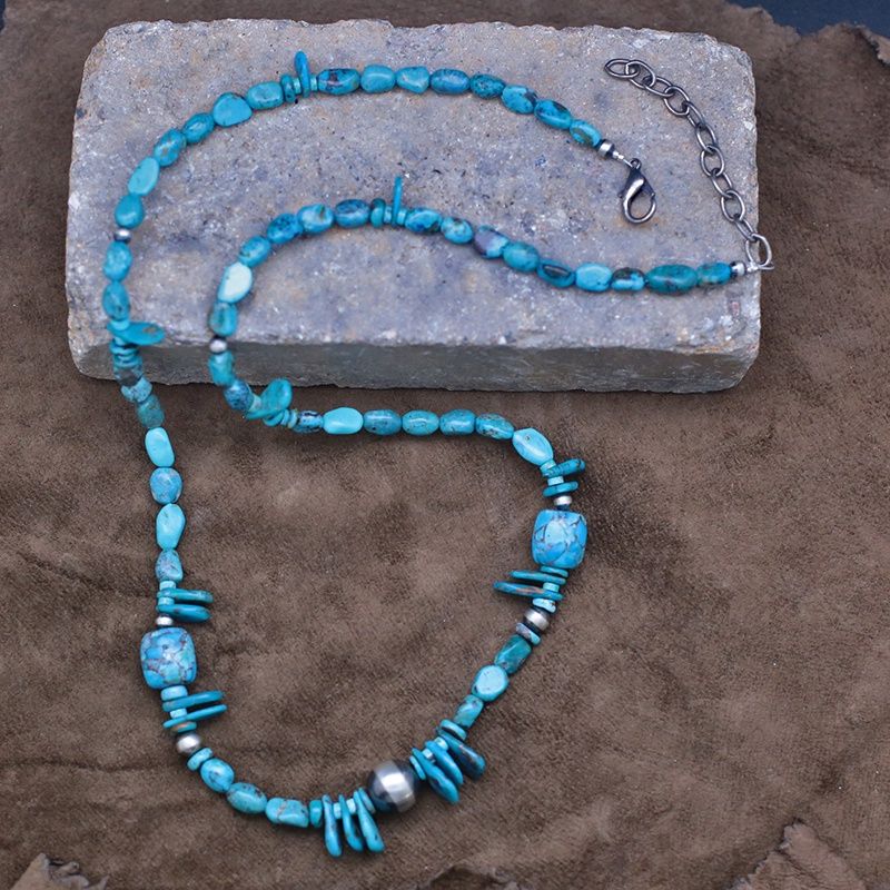 Turquoise nugget necklace w/ silver beads