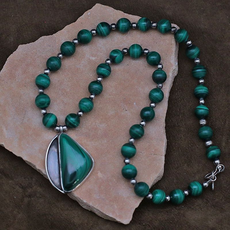 Malachite necklace by artist R.W Kolb