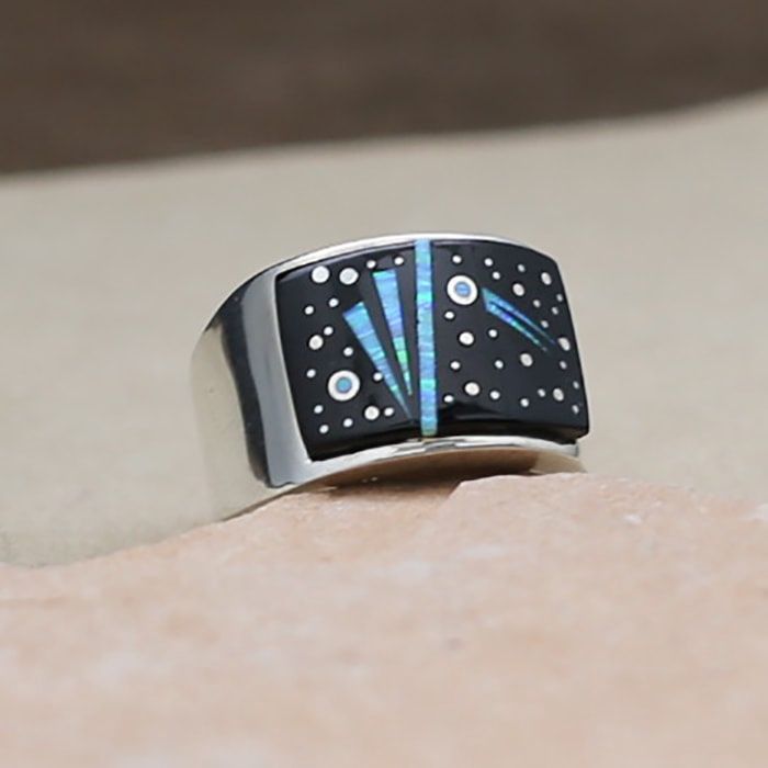 Night Sky w/shooting star, Ring Size: NS129