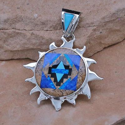 Large rug pattern sun pendant