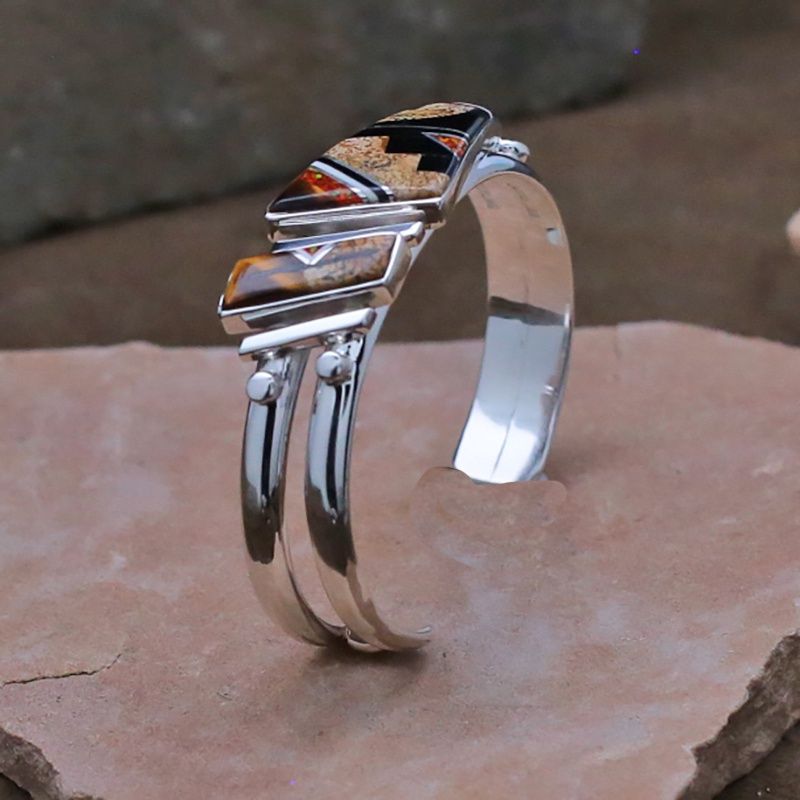 Contemporary Navajo inlay bracelet