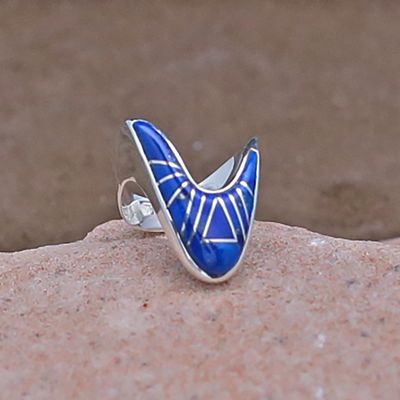 Navajo inlay &quot;V&quot; shape Lapis ring