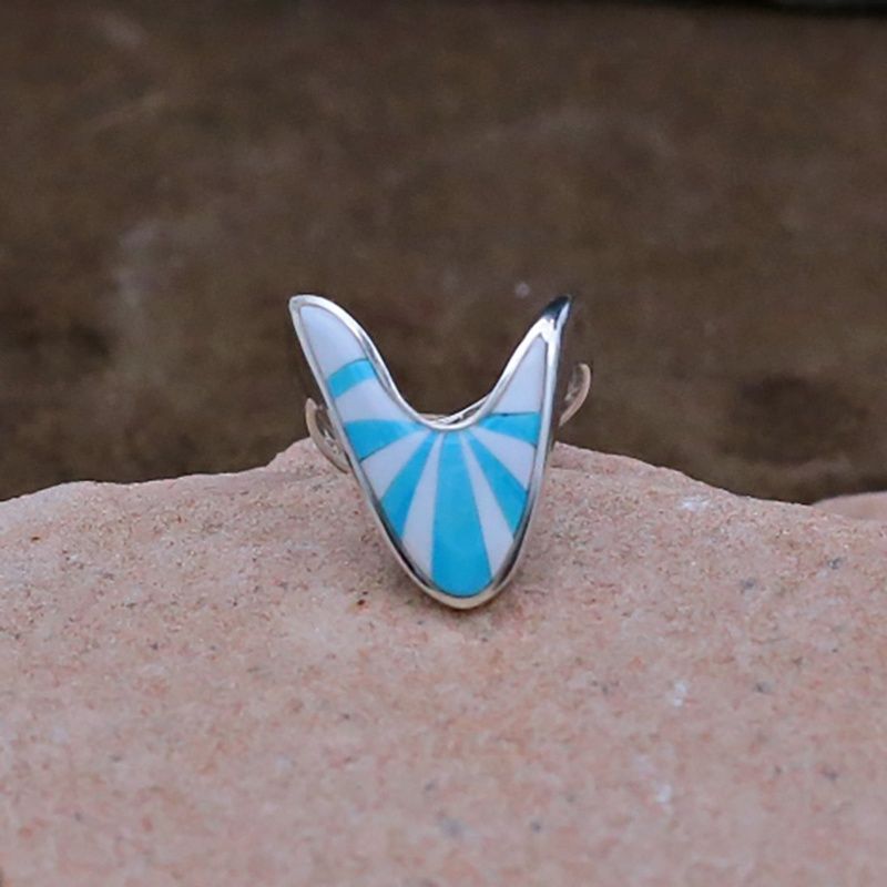 Contemporary Navajo inlay &quot;V&quot; shaped ring