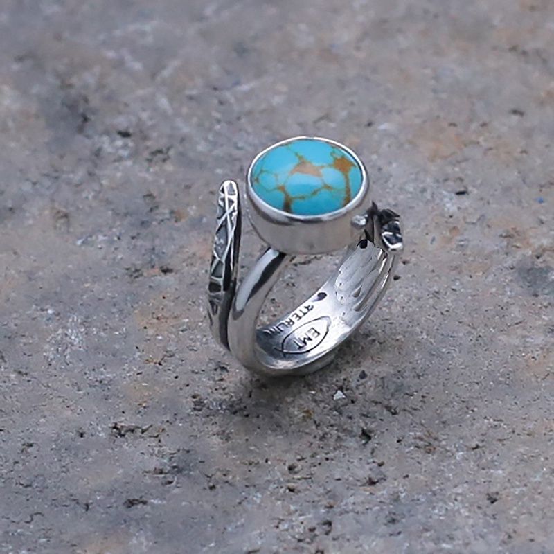 Kingman turquoise ring by Artist Travis Teller