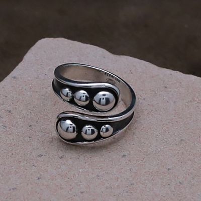 Adjustable Silver bead ring