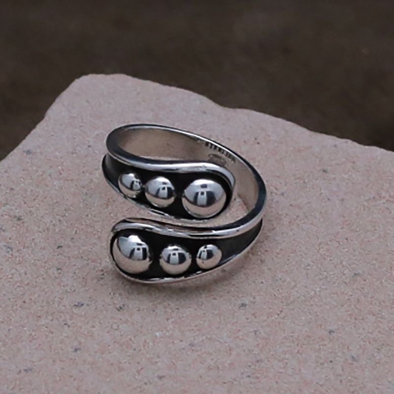 Adjustable Silver bead ring