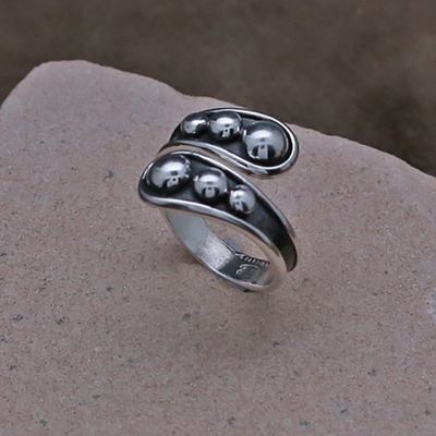Adjustable Silver bead ring
