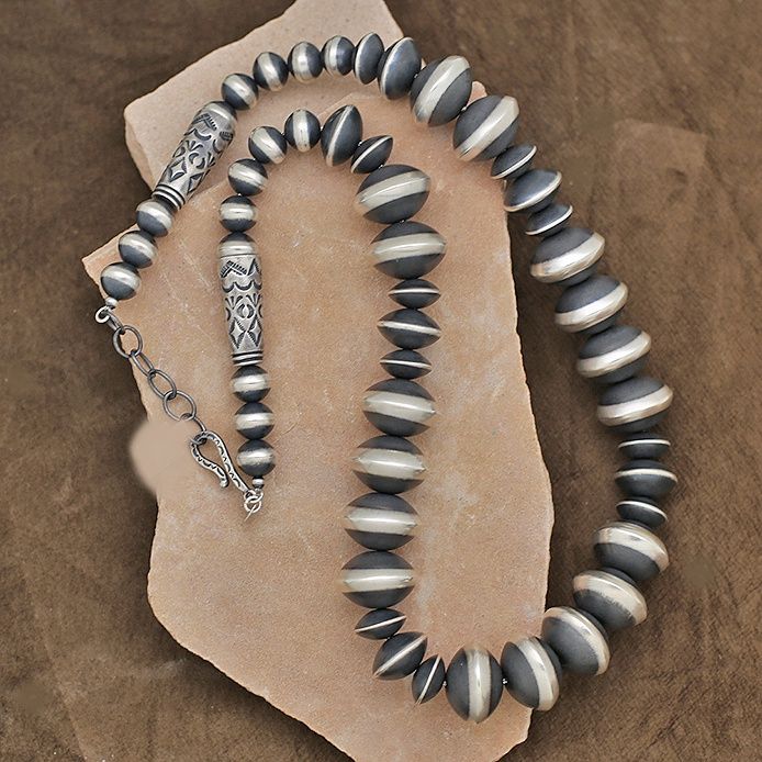 Silver graduated beads by Navajo artist Rose Martin