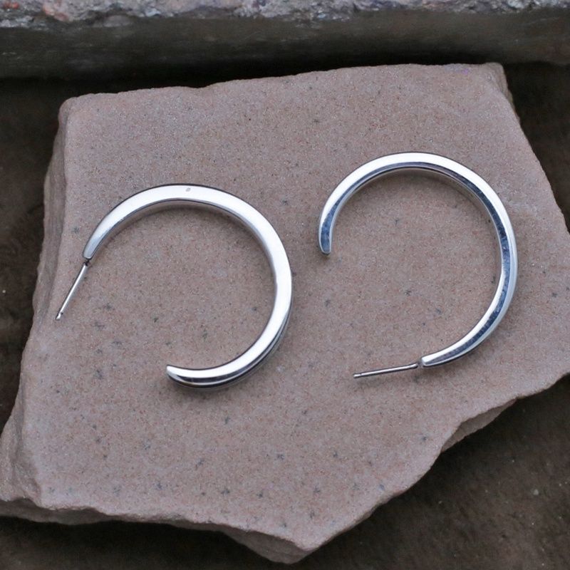Triple channel silver hoop earrings