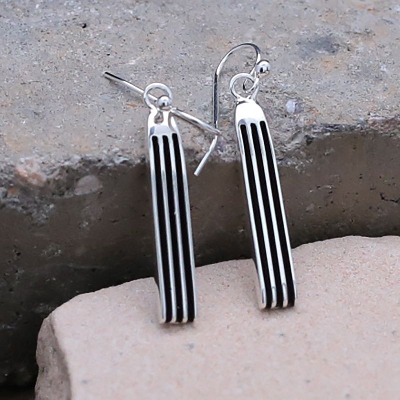 Navajo dangle triple channel earrings