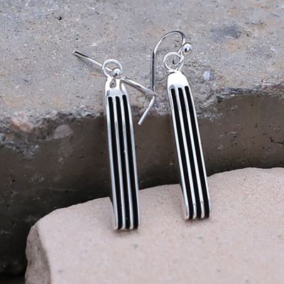 Navajo dangle triple channel earrings