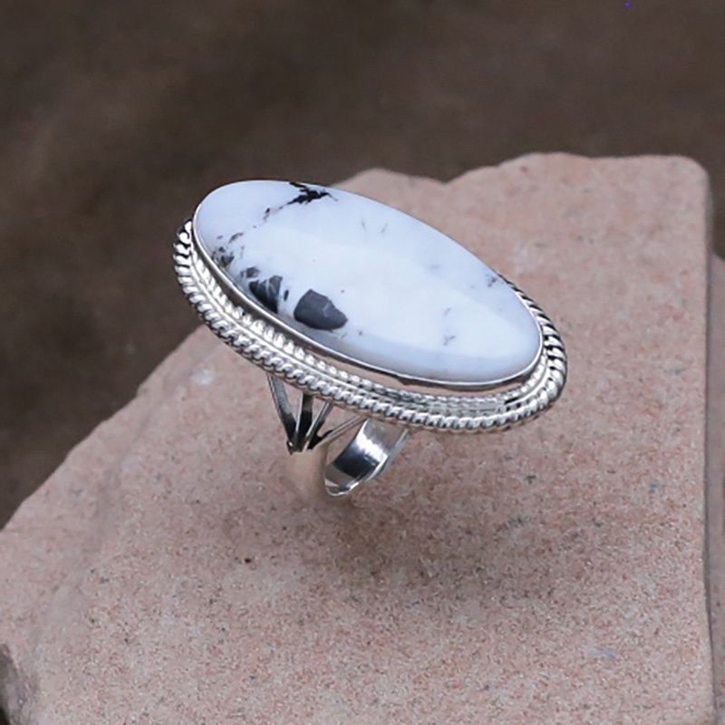 Large White Buffalo stone ring, Ring Size: ANA1494