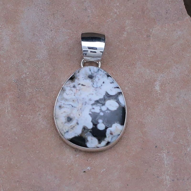 White buffalo stone tear drop shape pendant