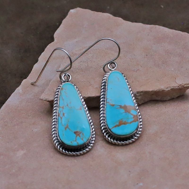 Navajo large dangle earrings w/ #8 turquoise