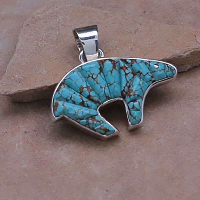 Navajo bear pendant w/ #8 turquoise