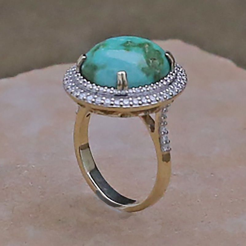 Green Sonoran Gold turquoise &amp; diamond ring