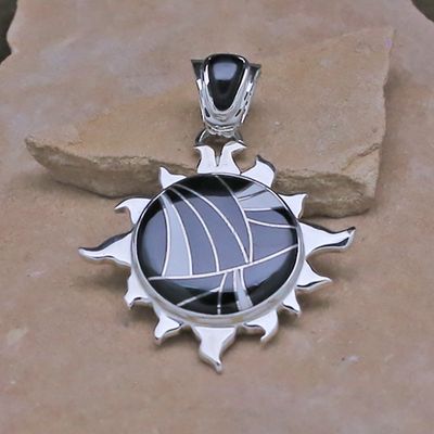 Sun pendant w/ black &amp; white inlay