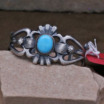 Pawn jewelry - Navajo sandcast cuff bracelet w/ turquoise