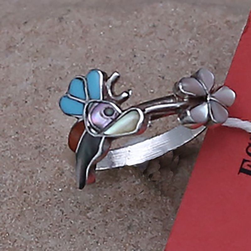 Pawn Jewelry-Zuni inlay hummingbird ring