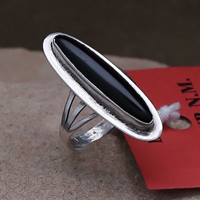 Pawn Jewelry-Navajo onyx oval ring
