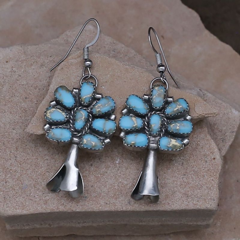 Pawn Jewelry- Navajo squash blossom dangle earrings