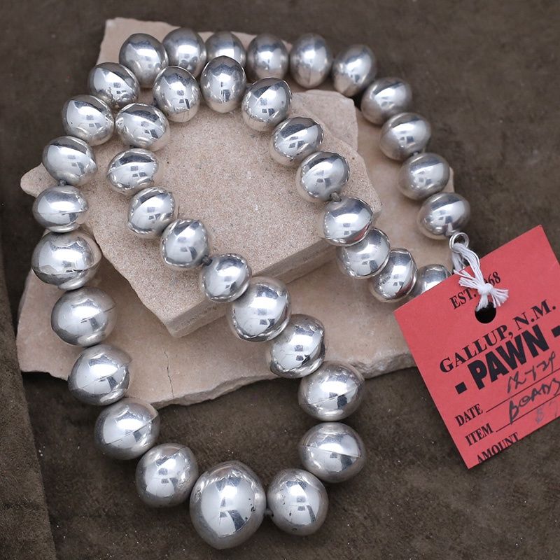 Pawn Jewelry-22&quot; Silver graduated beads