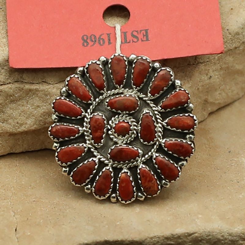 Pawn Jewelry-Petit point design coral pin/pendant