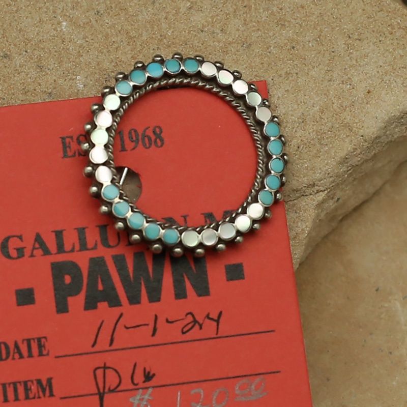 Pawn Jewelry-Zuni pin w/ turquoise &amp; mother of pearl