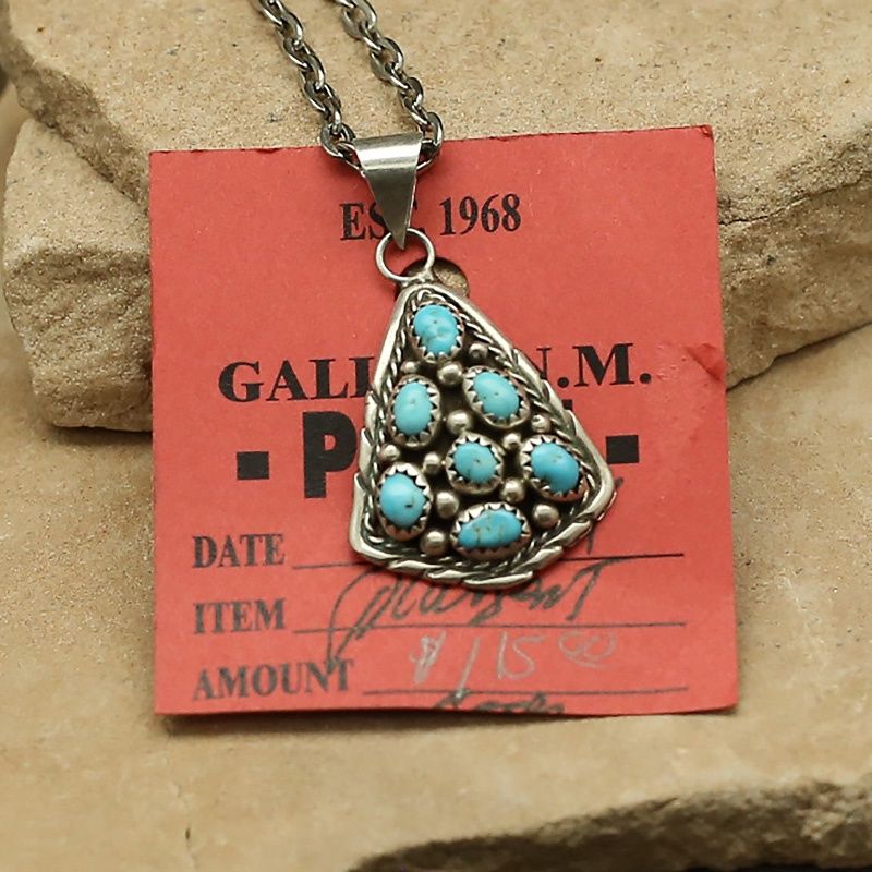 Pawn Jewelry-Navajo turquoise cluster pendant