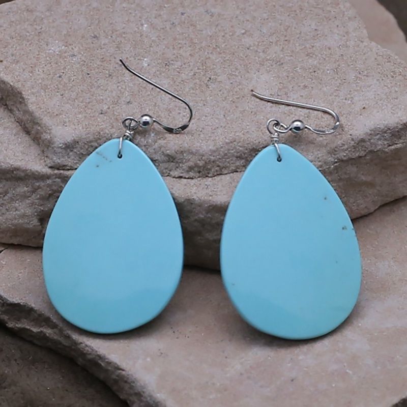 Large turquoise slab earrings