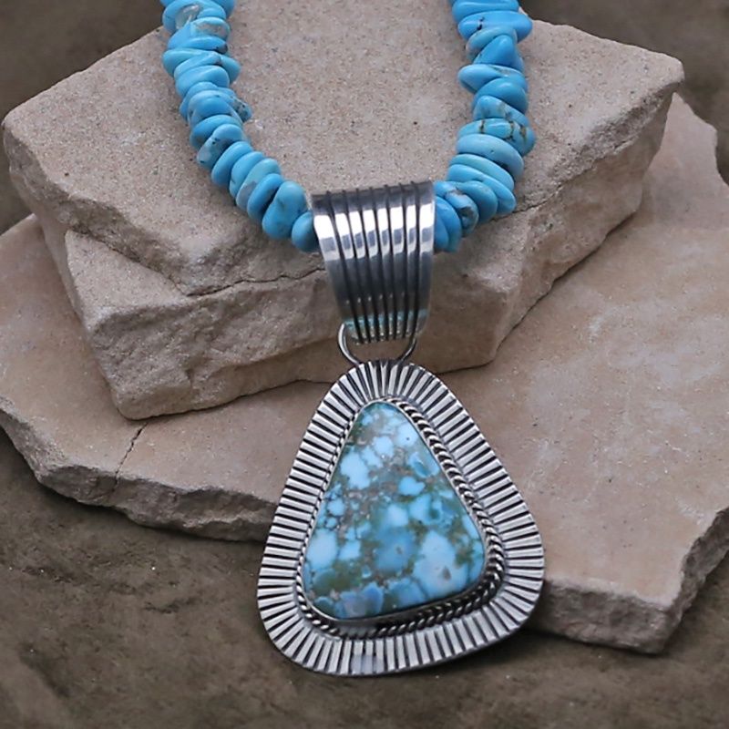 Cold Chisel silver pendant w/Sonoran turquoise