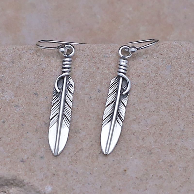 Small thin feather earrings-Navajo