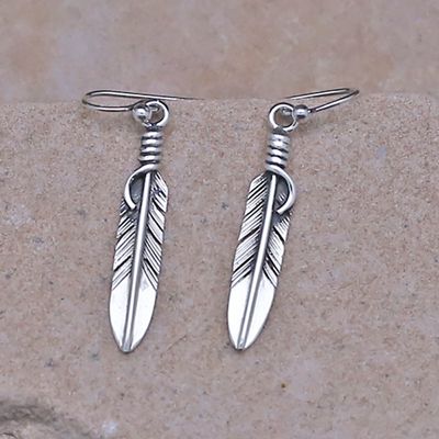 Small thin feather earrings-Navajo