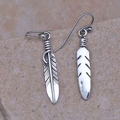 Small thin feather earrings-Navajo