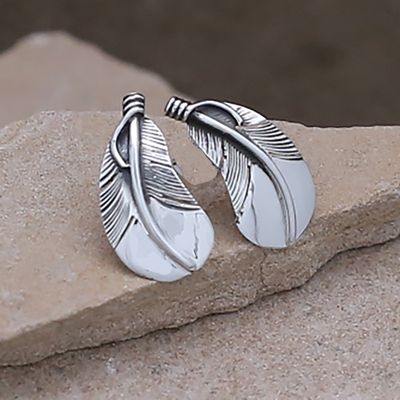 Small curved feather post earring