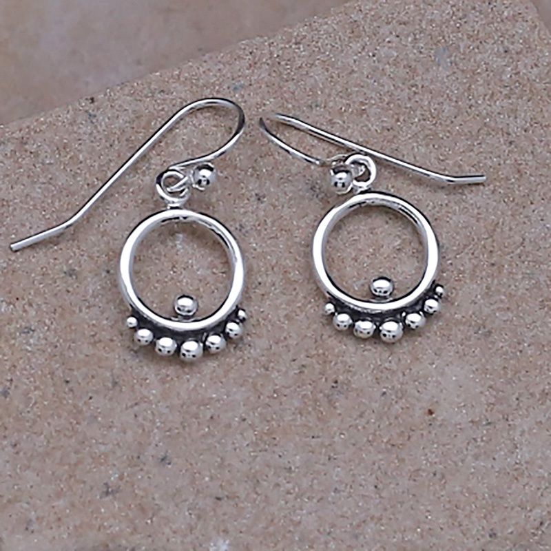 Sterling silver circle dangle earrings