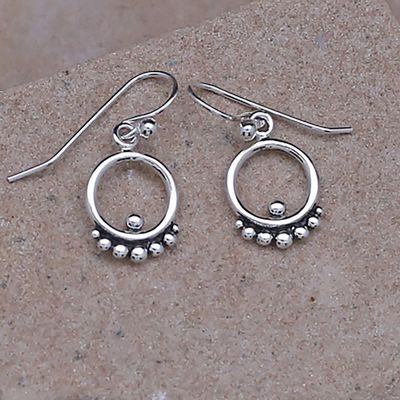 Sterling silver circle dangle earrings