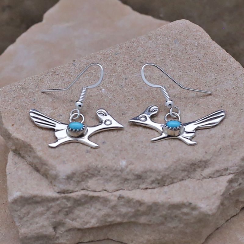 Silver Road Runner dangle earrings