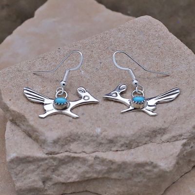 Silver Road Runner dangle earrings