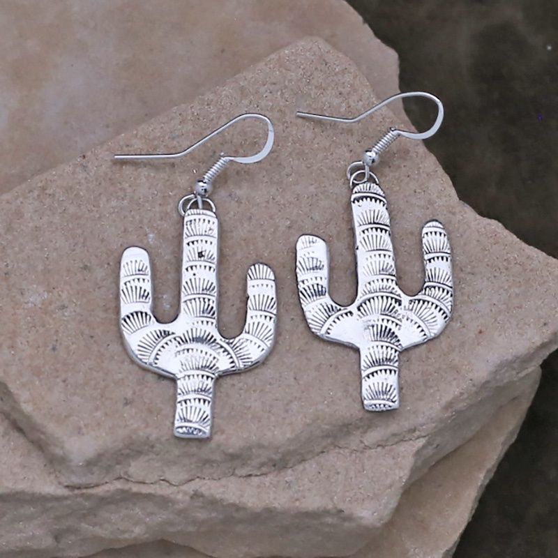 Silver Saguaro dangle earrings