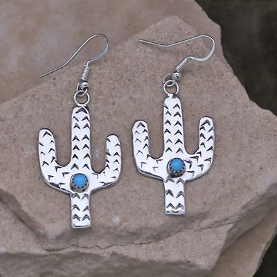 Silver Cactus dangle earrings