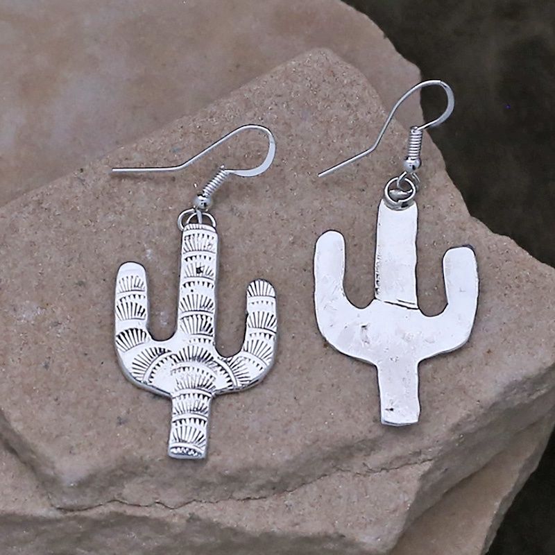 Silver Saguaro dangle earrings