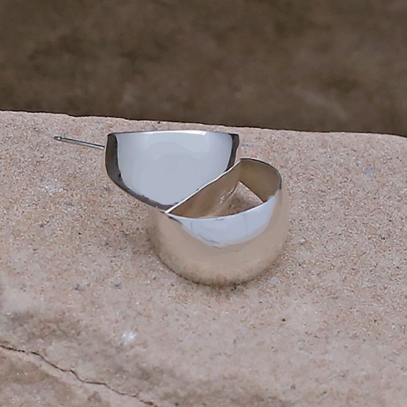 Plain silver 1/2 hoop earrings