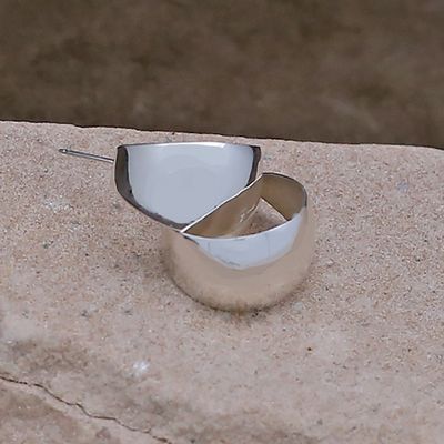 Plain silver 1/2 hoop earrings