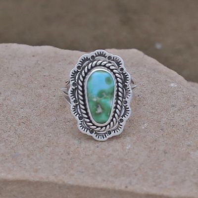 Unique Navajo ring w/ Sonoran gold turquoise