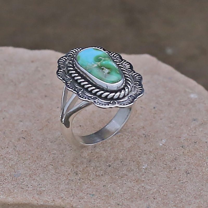 Unique Navajo ring w/ Sonoran gold turquoise