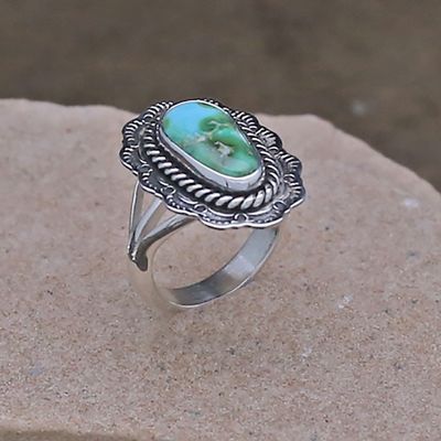 Unique Navajo ring w/ Sonoran gold turquoise