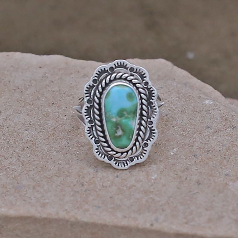 Unique Navajo ring w/ Sonoran gold turquoise