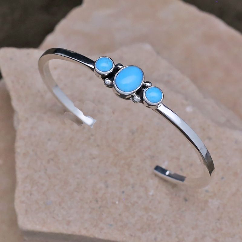 3-stone Silver bracelet w/ turquoise