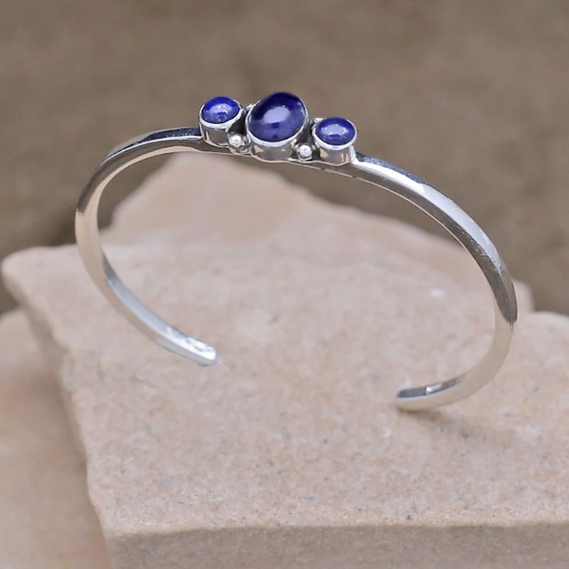 3-Stone silver bracelet w/Lapis